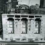 Elevation of south side of building, 1990 April 26. Source: Chicago Public Library Archives. Harold Washington Library Center Construction Photographs. Peter Fish Studio, Chicago.